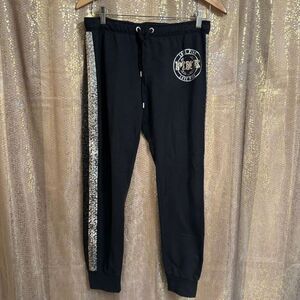 PINK Victorias Secret Sequin Bling Silver Black Gold Jogger Pants Medium